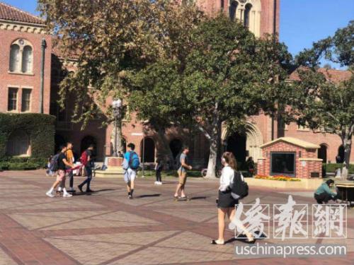 资料图片：南加大校园，该校是中国留学生最集中的美国高校之一。(图片来源：美国侨报实习记者 王珂莹 摄)