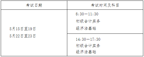 2021年湖南省初级会计职称考试时间5月15日至19日、5月22日至23日