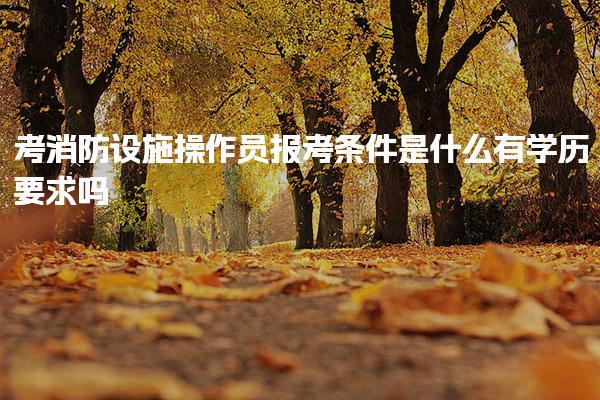 考消防设施操作员报考条件是什么 有学历要求吗