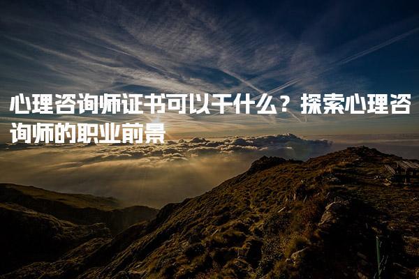 心理咨询师证书可以干什么？探索心理咨询师的职业前景