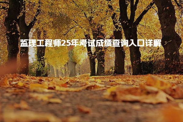 监理工程师25年考试成绩查询入口详解