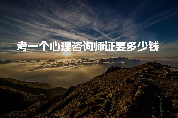 考一个心理咨询师证要多少钱报考流程是什么
