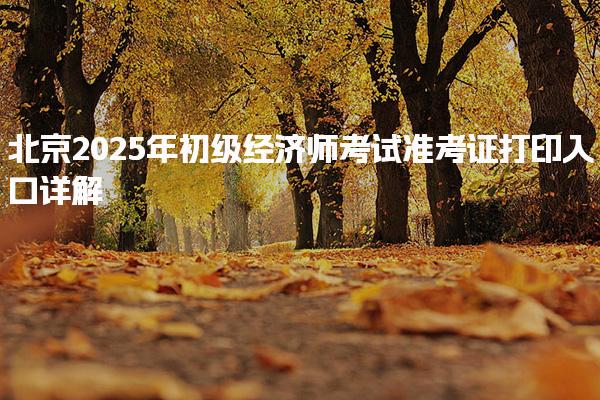 2025年北京初级经济师考试准考证打印入口详解