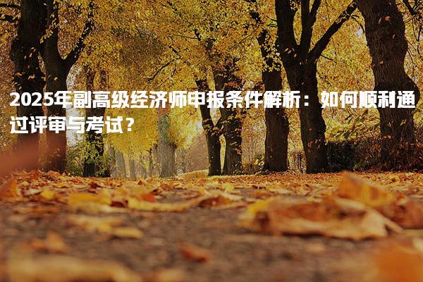 2025年副高级经济师申报条件解析：如何顺利通过评审与考试