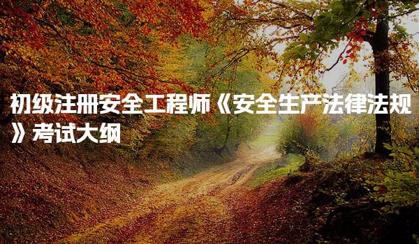 初级注册安全工程师《安全生产法律法规》考试大纲