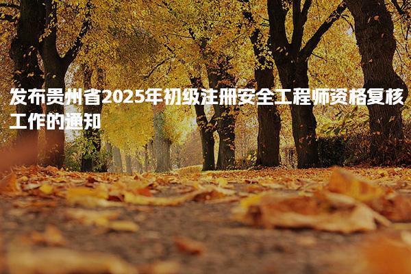 发布贵州省2025年初级注册安全工程师资格复核工作的通知