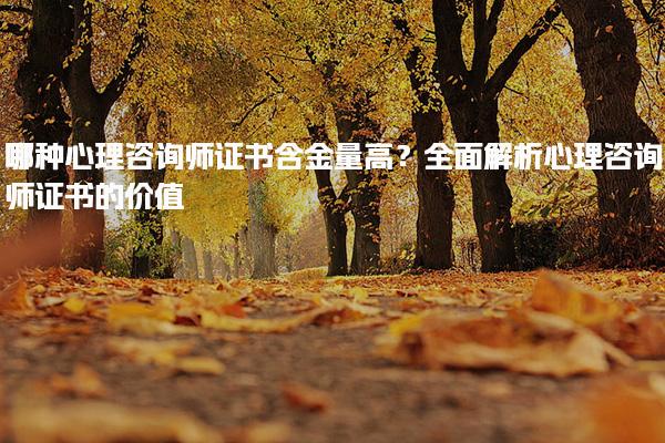 哪种心理咨询师证书含金量高？全面解析心理咨询师证书的价值