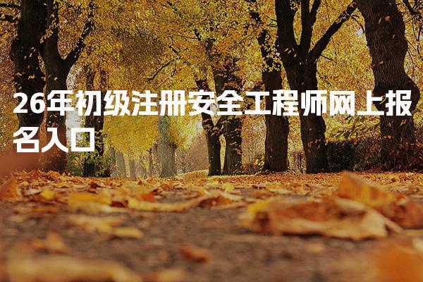 2026年初级注册安全工程师网上报名入口：全面解析与操作指南