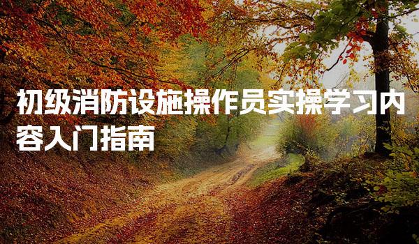初级消防设施操作员实操学习内容 考试内容解析