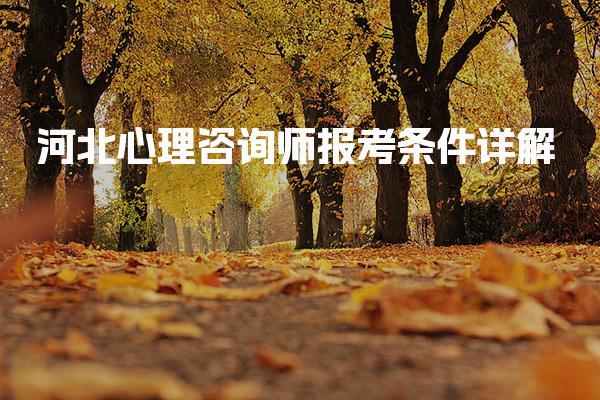 河北2026年心理咨询师报考条件详解