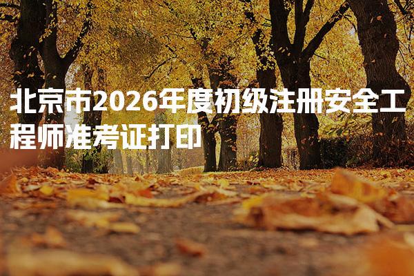 北京市2026年度初級注冊安全工程師準考證打印