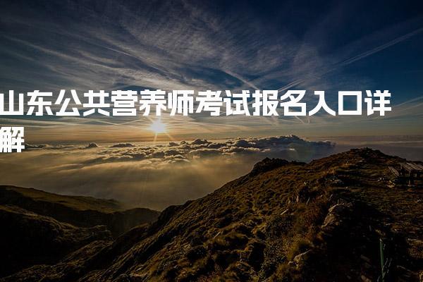 2026年山东公共营养师考试报名入口详解
